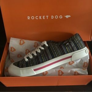 Rocket Dog 8.5 and size 9 Black Multi Stripe Cotton Shoes NEW